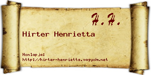 Hirter Henrietta névjegykártya